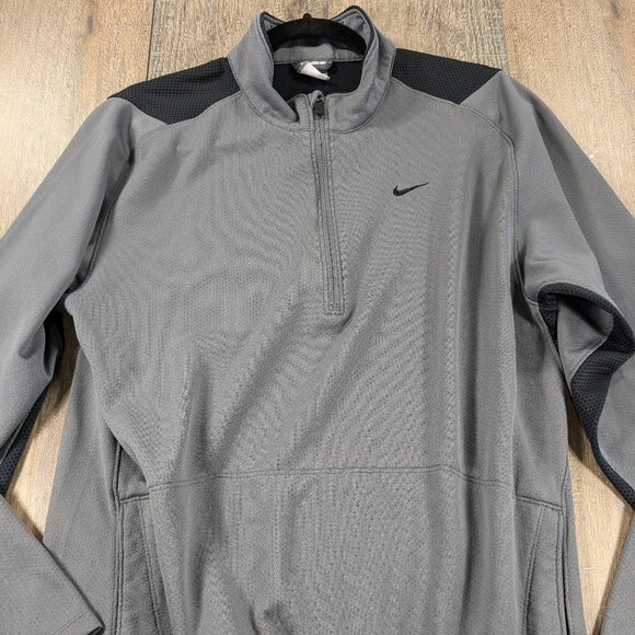 Nike Sweatshirt Mens Large Gray Pullover 1/4 Zip Fit Dry Running Gym Performance - Picture 1 of 9
